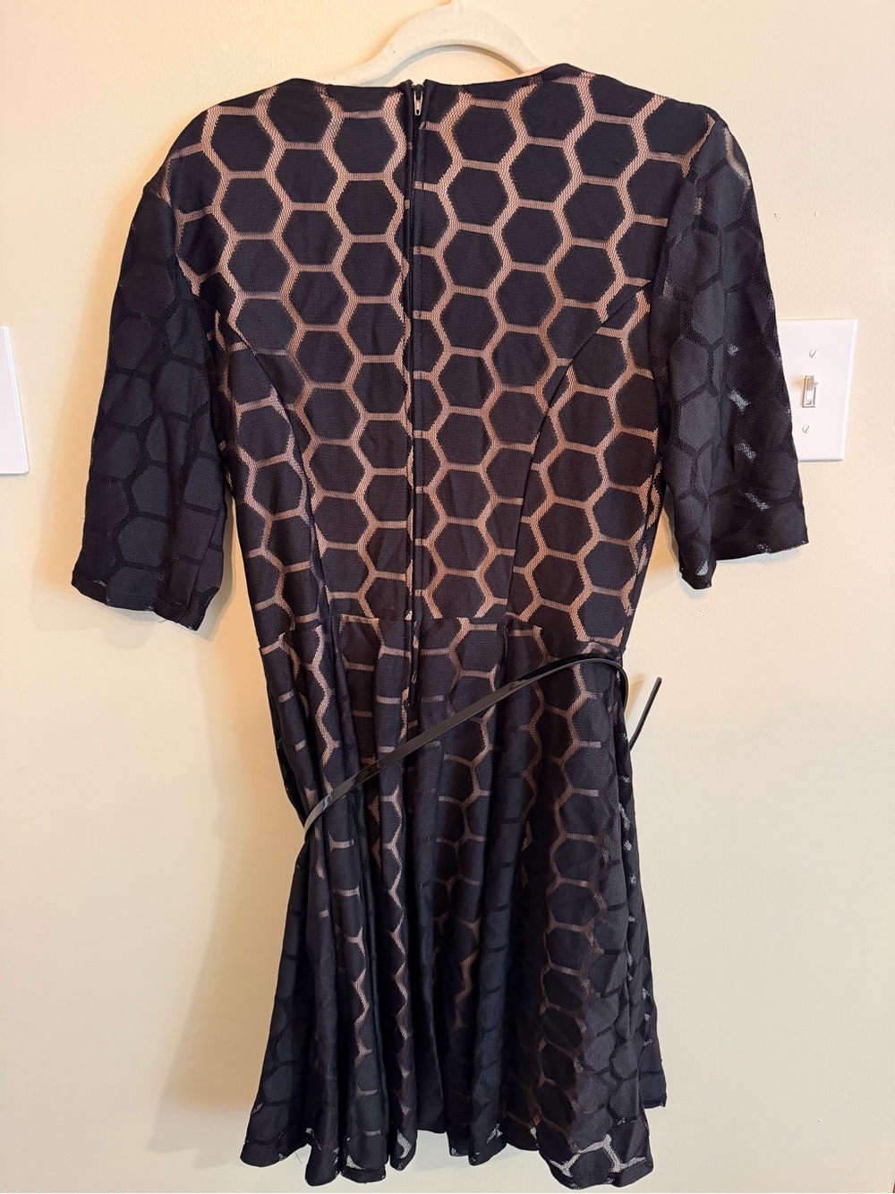 AUW Black Dress with Brown Hexagon Pattern - Picture 2 of 4
